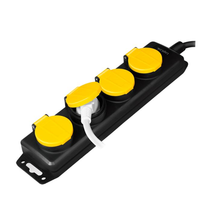 LogiLink LPS212 Außensteckdosenleiste 4-fach, 1,4m, Schwarz