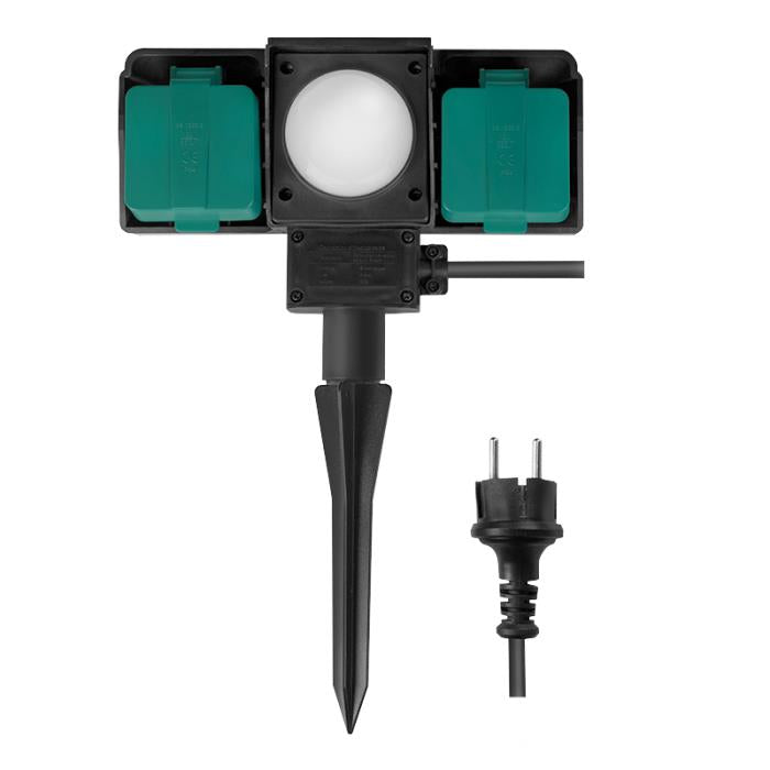Multiprise extérieure 2 prises LogiLink LPS226 2m Noir, avec capteur