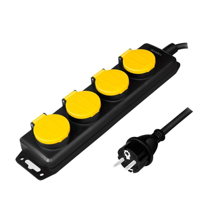 LogiLink LPS212 Außensteckdosenleiste 4-fach, 1,4m, Schwarz
