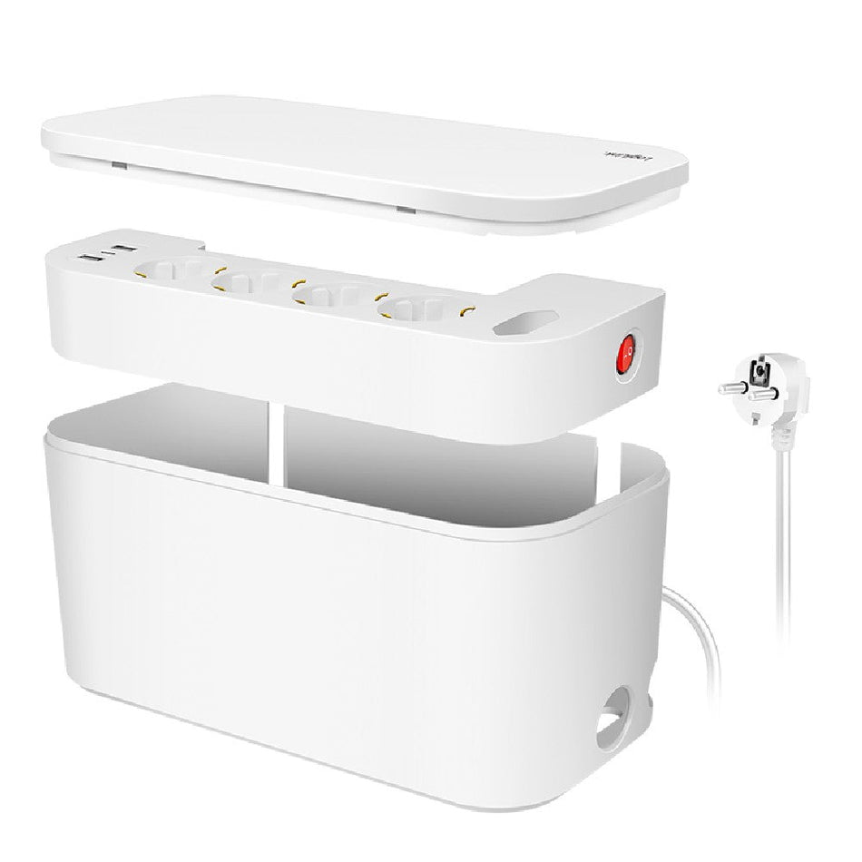 Logilink LPS281U 5-fach Steckdosenleiste mit Kabelorganisationsbox und 3 USB-Ports