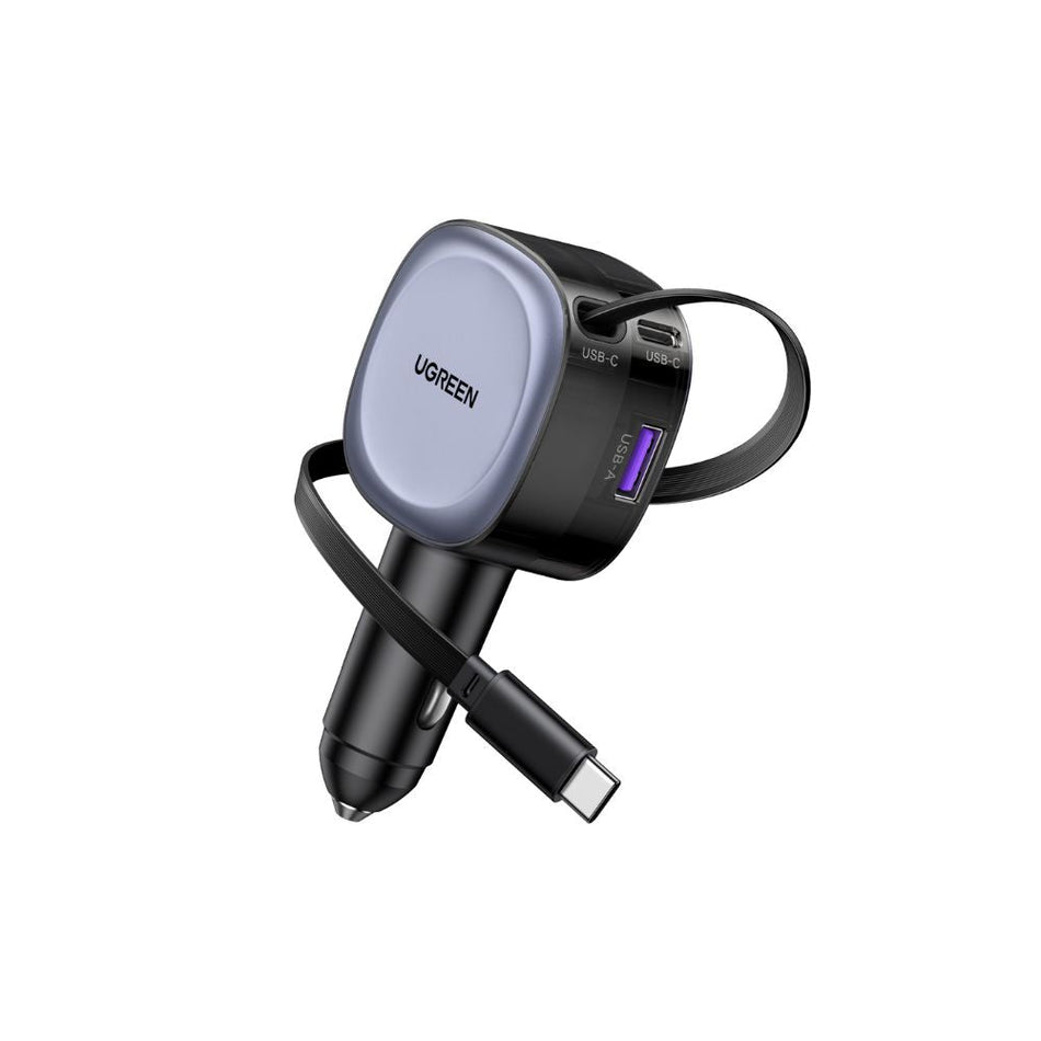 UGREEN EC601 55653 75W Auto-Ladegerät mit 2 Anschlüssen, mit 60W USB-C Kabel, Grau