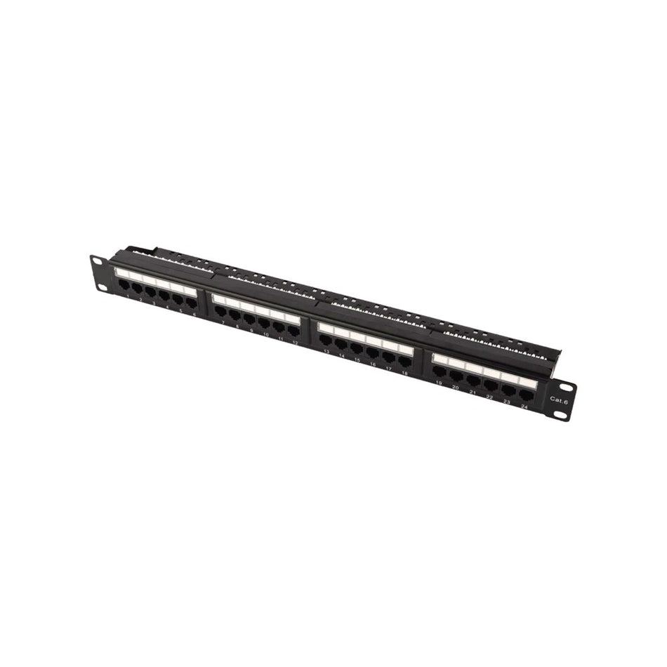 Patch Panel CAT6 24 Θέσεων 1U Power On PP-C6-U24 UTP με Βάση Στήριξης