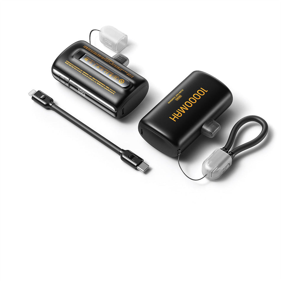 Power Bank 10000mAh PD 22,5W WK WP-113 2 Anschlüsse, mit USB-C/Lightning Kabel Schwarz