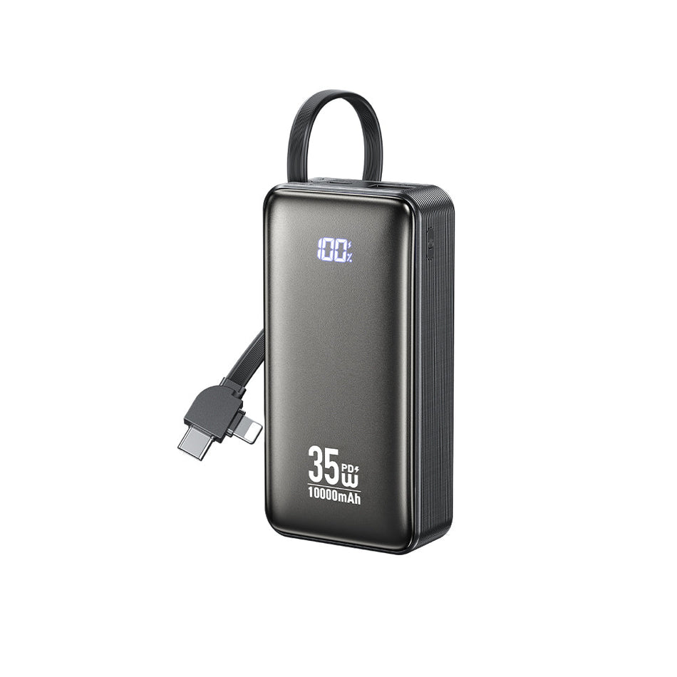Powerbank 10000mAh PD 35W WK WP-61 2 Anschlüsse, mit USB-C/Lightning-Kabel Schwarz