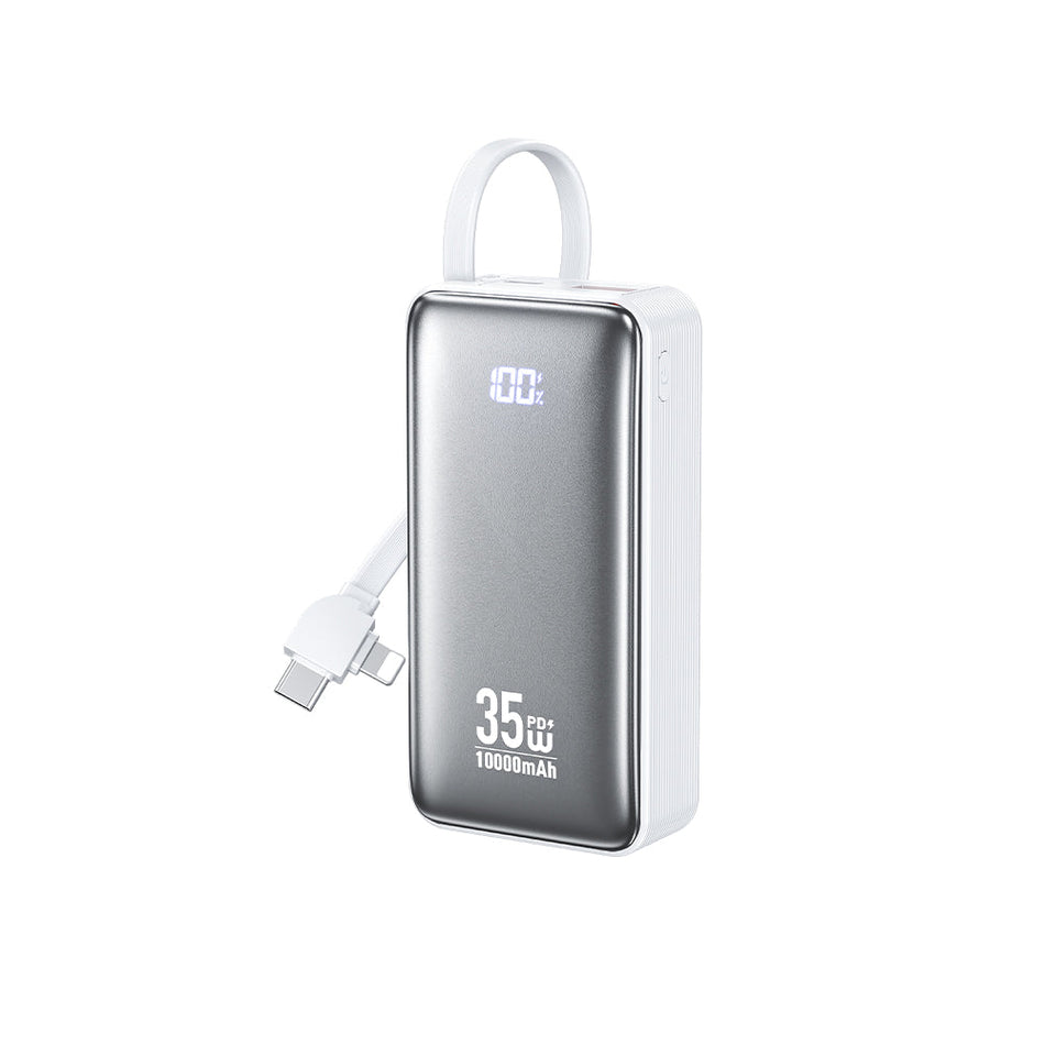 Power Bank 10000mAh PD 35W WK WP-61 2 Anschlüsse, mit USB-C/Lightning Kabel Weiß