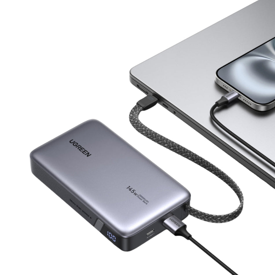 Powerbank 20000mAh PD 145W UGREEN PB551 55992B 2 Anschlüsse, mit 100W USB-C Kabel Grau