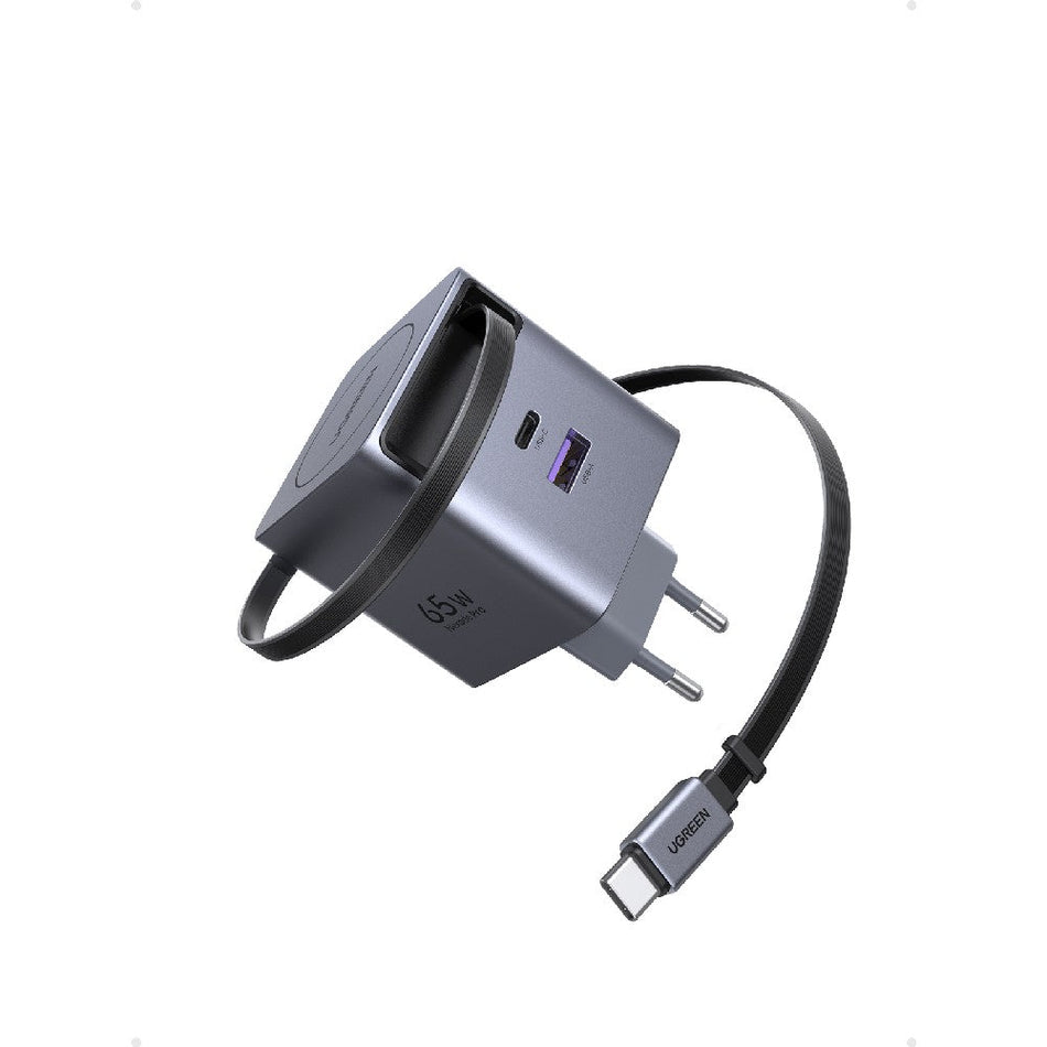 UGREEN X615 65825 GaN PD 65W Wandladegerät 2-Port, mit USB-C Kabel 65W Grau