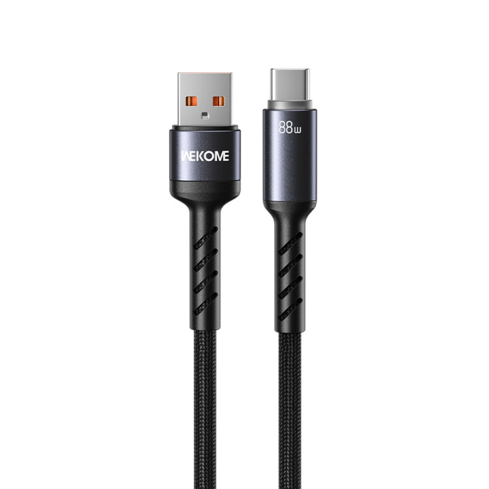 Καλώδιο Φόρτισης με LED WK WDC-C13a USB σε USB-C PD 88W 1.2m Μαύρο