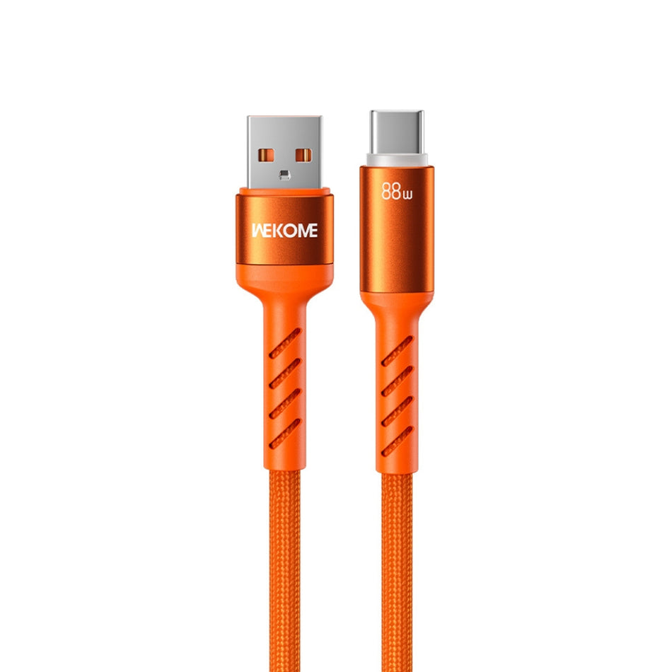 Καλώδιο Φόρτισης με LED WK WDC-C13a USB σε USB-C PD 88W 1.2m Πορτοκαλί