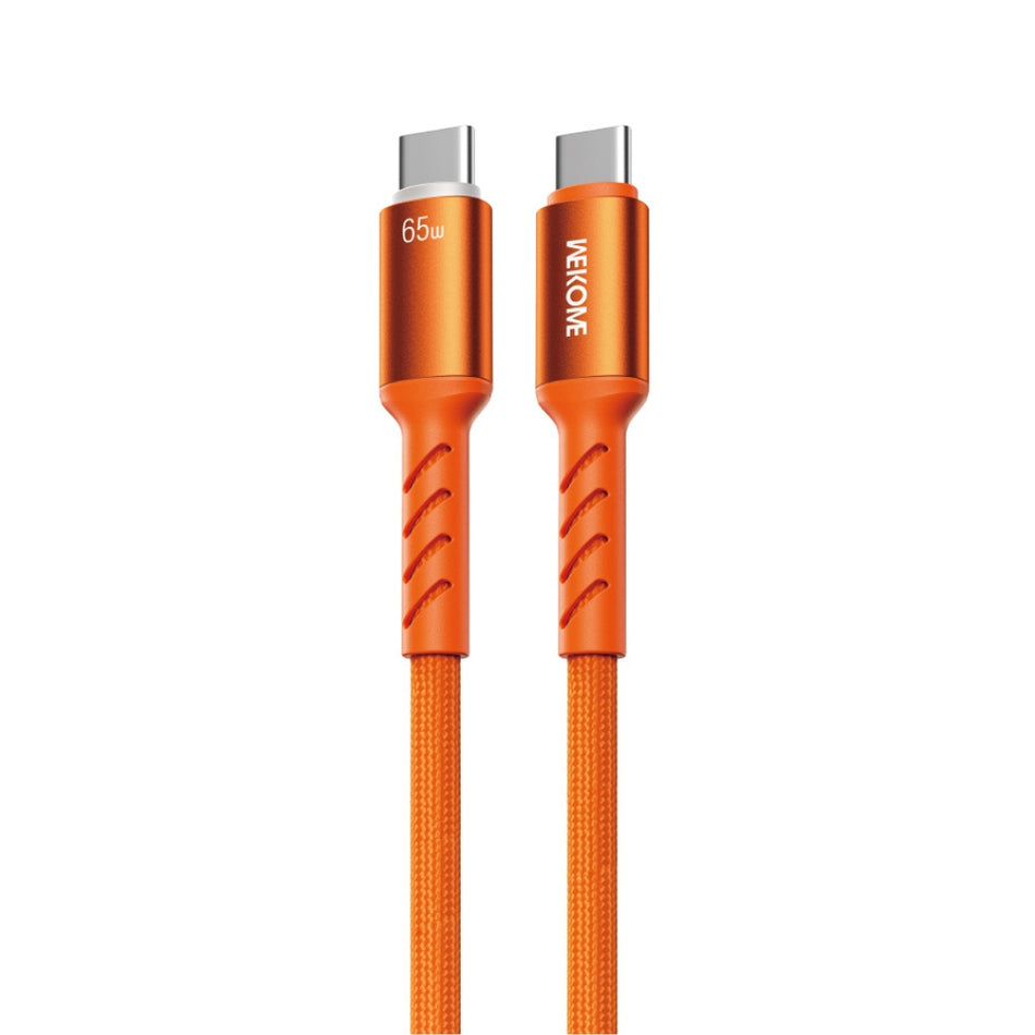 Καλώδιο Φόρτισης με LED WK WDC-C14 USB-C to USB-C PD 65W 1.2m Πορτοκαλί