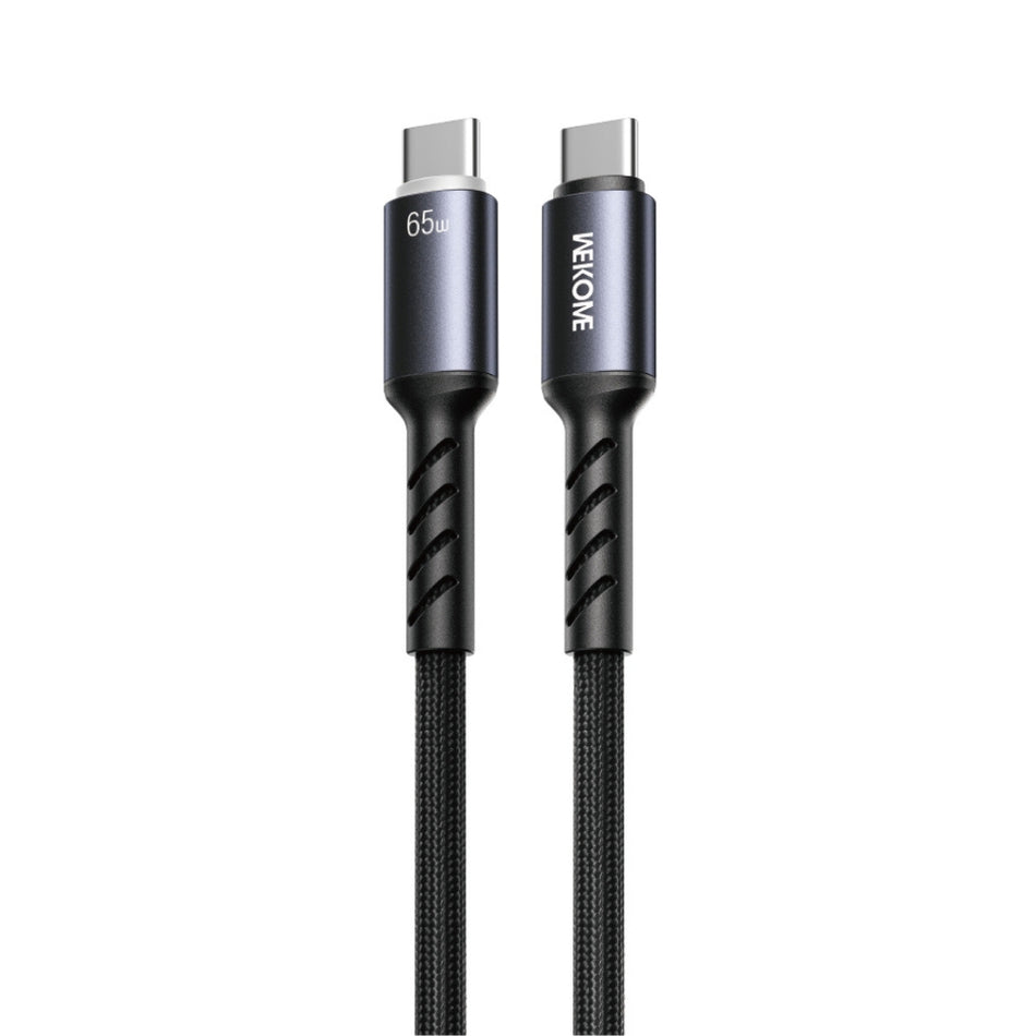 Καλώδιο Φόρτισης με LED WK WDC-C14 USB-C to USB-C PD 65W 1.2m Μαύρο