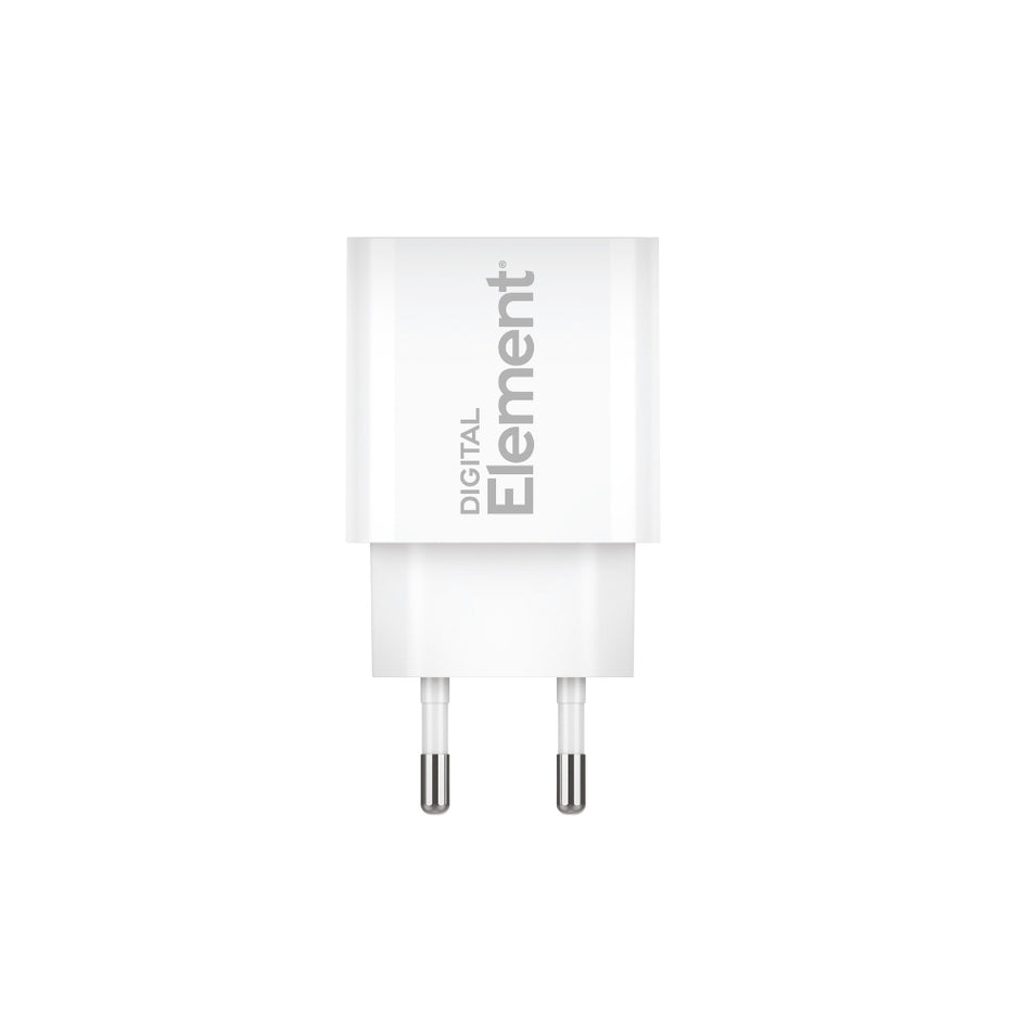 Φορτιστής Σπιτιού GaN PD 20W Element CH-100 2 Θέσεων Λευκό