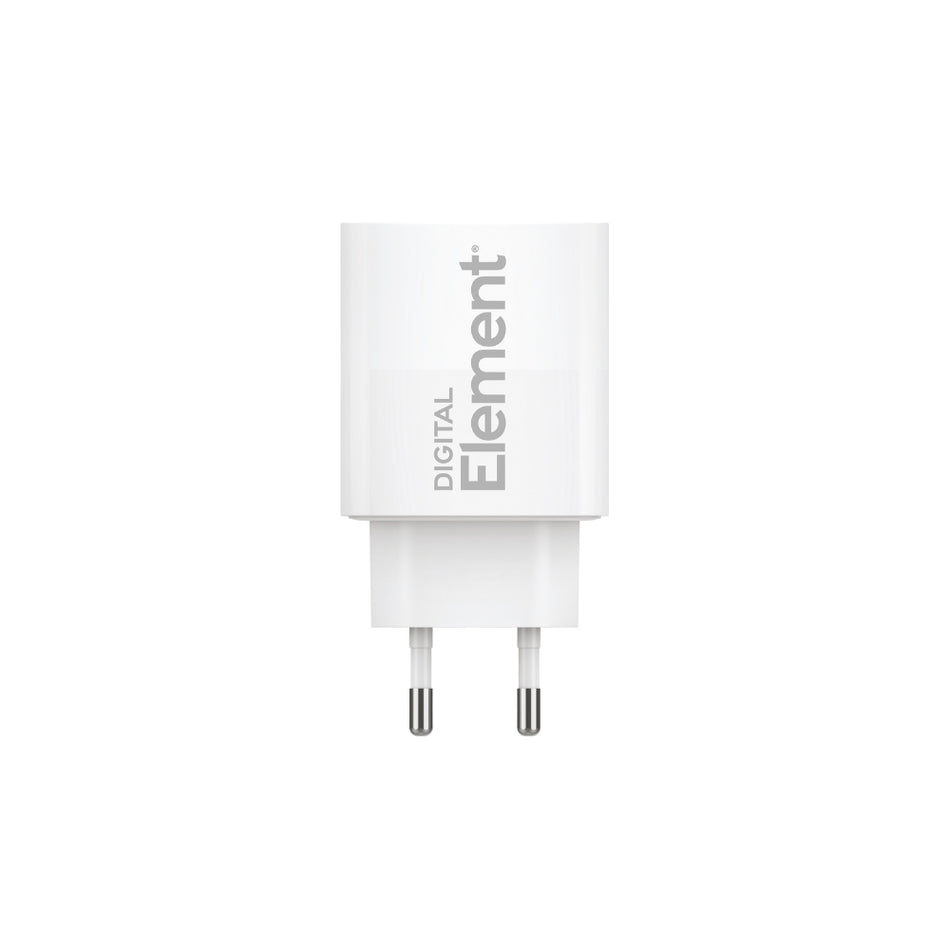 Φορτιστής Σπιτιού GaN PD 30W Element CH-250PD 1 Θέσης, με καλώδιο Lightning PD 27W 1m Λευκό