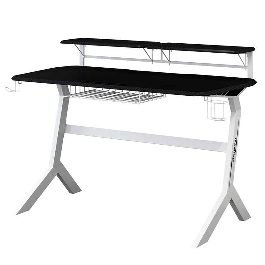 Lc Power Gaming Desk With Extra Shelves Black/White