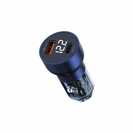 RECCI RCC-N20 50W PD3.0+QC3.0 Transparent Car Charger With Dig. Display - Blue
