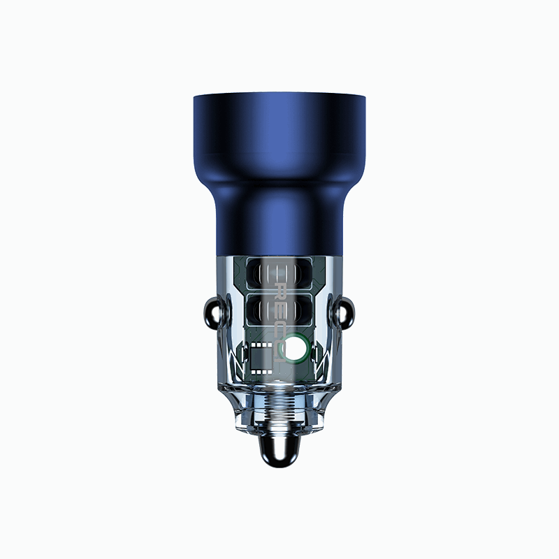 RECCI RCC-N20 50W PD3.0+QC3.0 Transparent Car Charger With Dig. Display - Blue