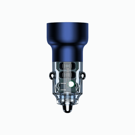 RECCI RCC-N20 50W PD3.0+QC3.0 Transparent Car Charger With Dig. Display - Blue