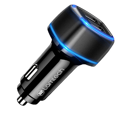 Lamtech 2x Usb 2,4 A Car Charger For Mobile Phones Black