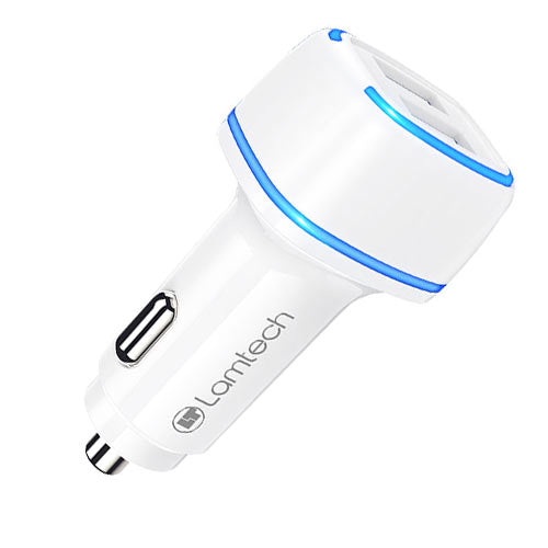 Lamtech 2x Usb 2,4 A Car Charger For Mobile Phones White