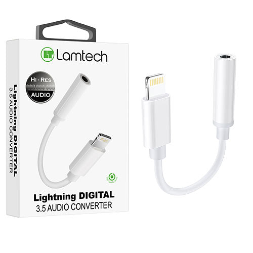 Lamtech Lightning Adapter Cable Audio Jack 3,5 Mm White