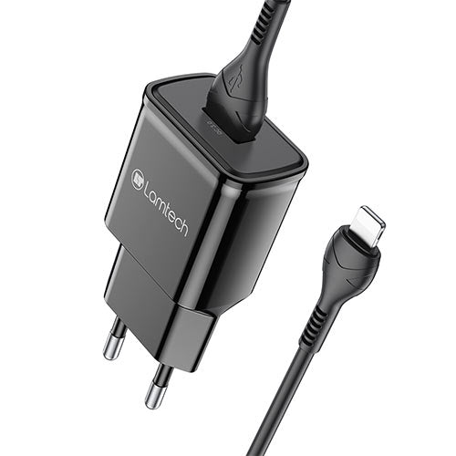 Lamtech Wall Charger Qc3.0 18 W With Lightning Cable 1 M Black