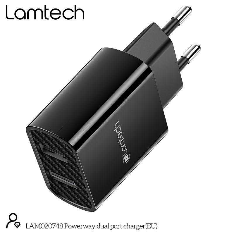 Lamtech Travel Wall Charger 2.1 A With 2x Usb Black
