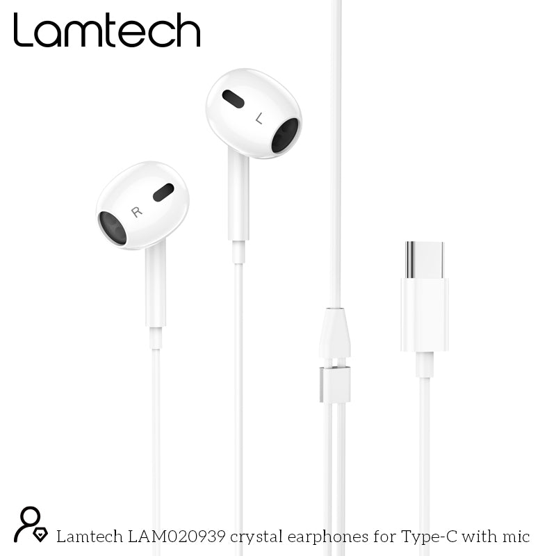 Lamtech Type C Mobile Earphones With Microphone White