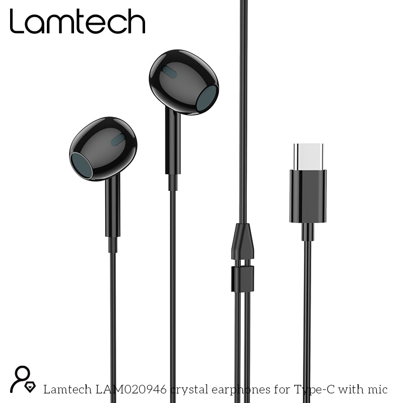 Lamtech Type C Mobile Earphones With Microphone Black