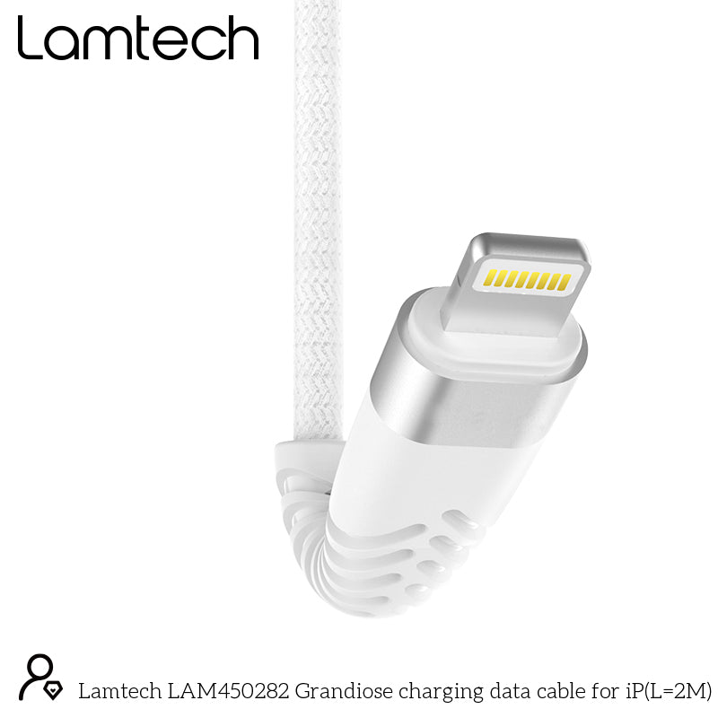 Lamtech Lightning To Usb High Quality Unbreakable Cable Silver 2 M