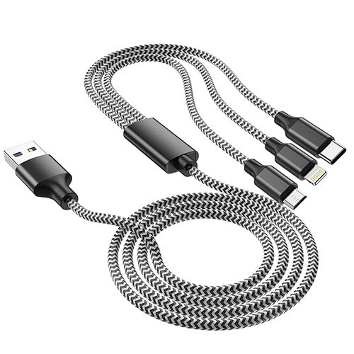 Lamtech High Quality 3 In 1 Usb Cable With Metallic Shell Black 1 M