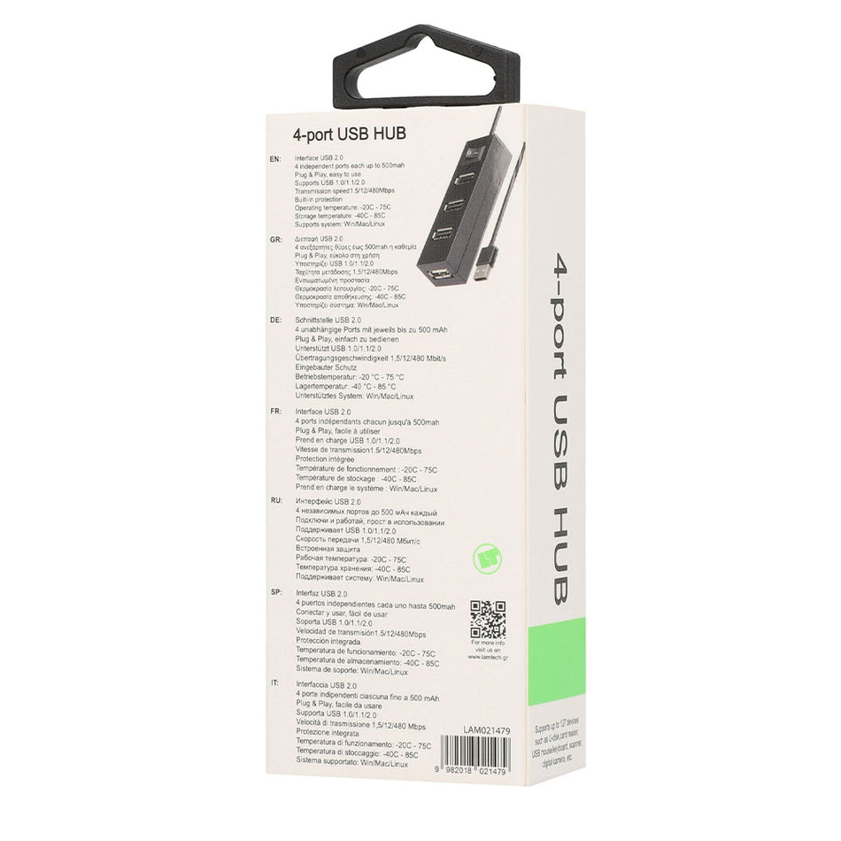 Lamtech 4 Port Usb Hub Black
