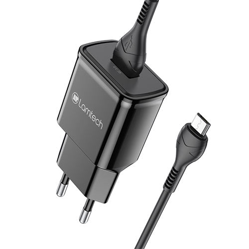 Lamtech Quick Charger Usb3.0 18 W With Micro Usb Cable 1 M Black