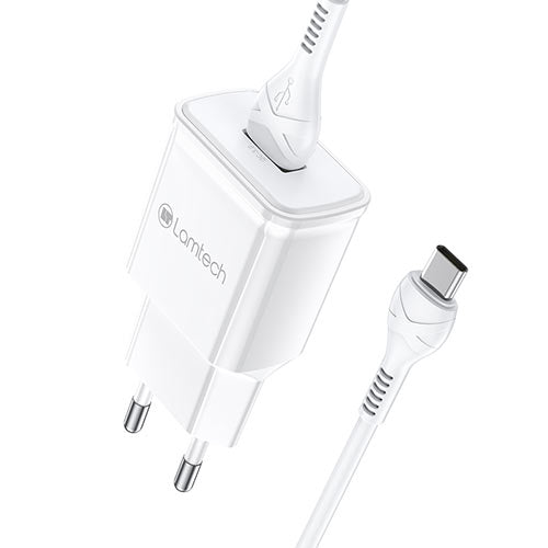 Lamtech Quick Charger Usb3.0 18 W With Type C Cable 1 M White