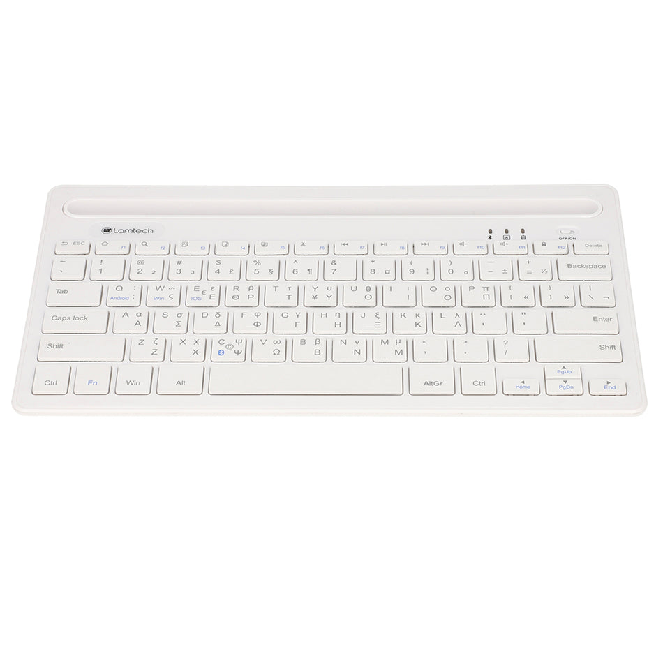 Lamtech Bt 5.0 Keyboard With Ipad And Mobile Stand White