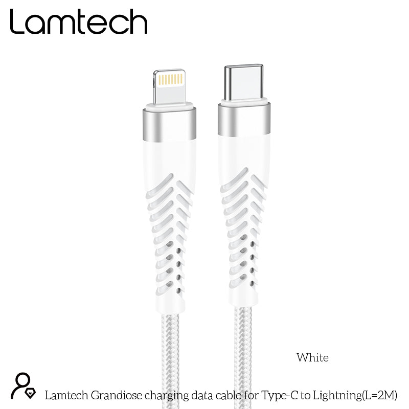 Lamtech Hq Unbreakable Cable Type C To Lightning White 2 M