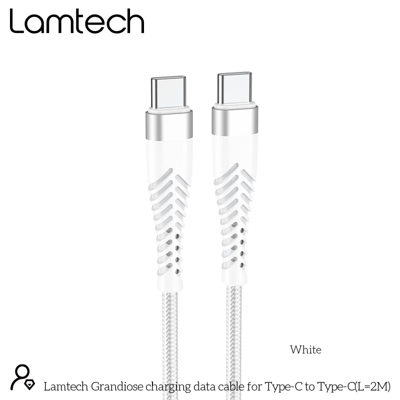 Lamtech Hq Unbreakable Cable Type C To Type C White 2 M