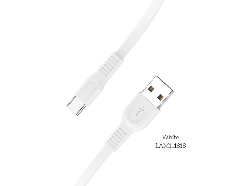 Lamtech Type C 3.0 A Flat Charging Cable 1 M White