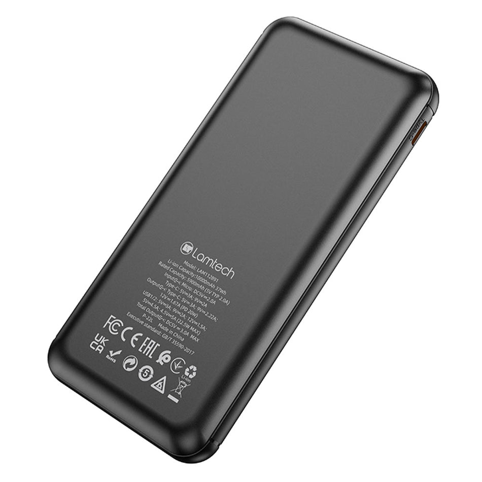 Lamtech Powerbank 10000 Mah Qc3,0+Pd20 W Black