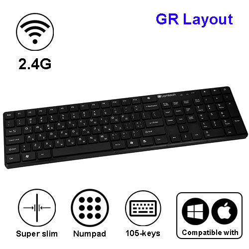 Lamtech 2.4 G Wireless Full Size Keyboard 105 Keys Gr Layout Black