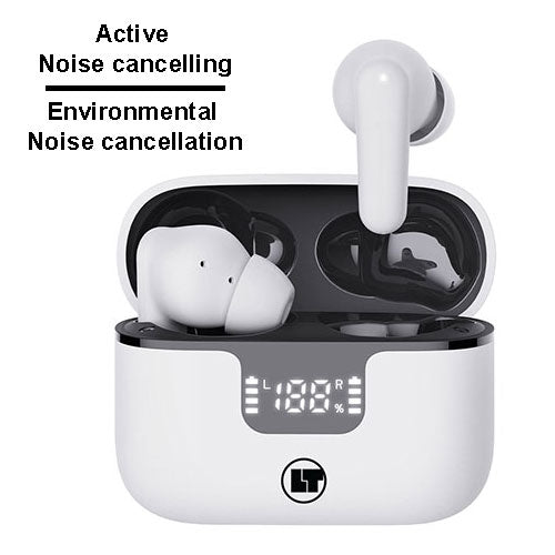 Lamtech Bt5.3 Earbuds Anc & 4 Mic Enc With Led Charging Case White