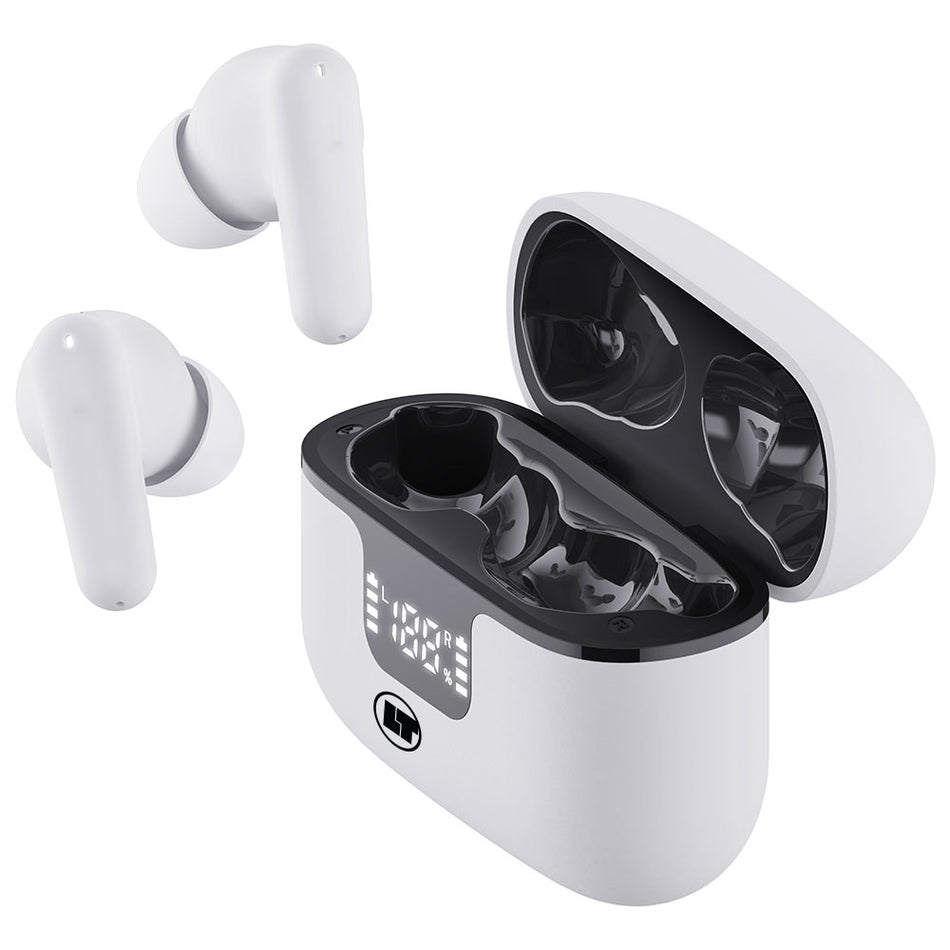 Lamtech Bt5.3 Earbuds Anc & 4 Mic Enc With Led Charging Case White
