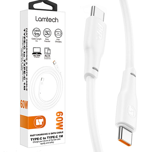 Lamtech Charge And Data Cable Type C To Type C 60 W 1 M White