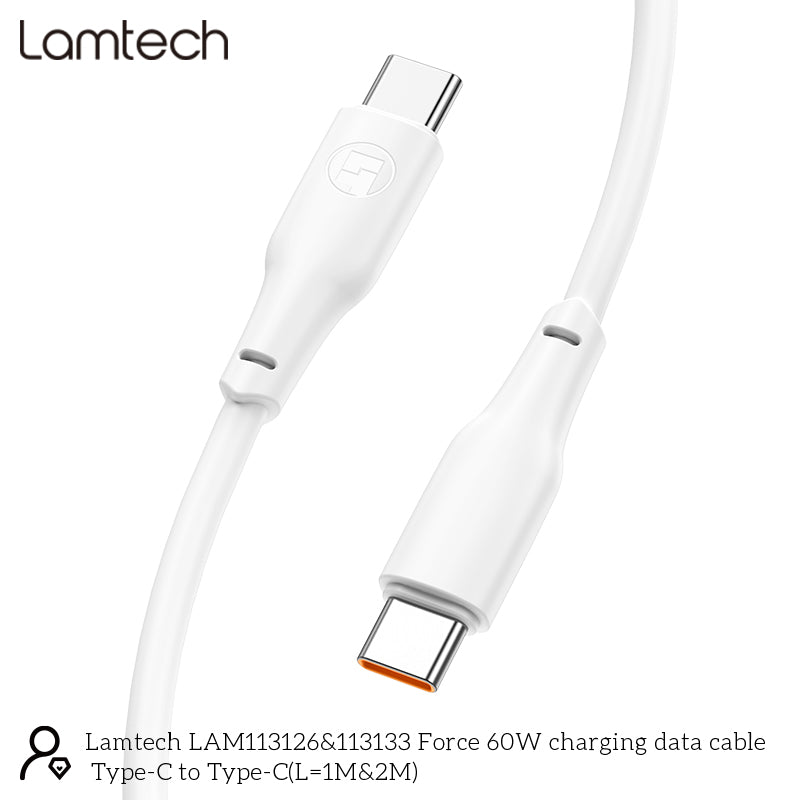 Lamtech Charge And Data Cable Type C To Type C 60 W 2 M White