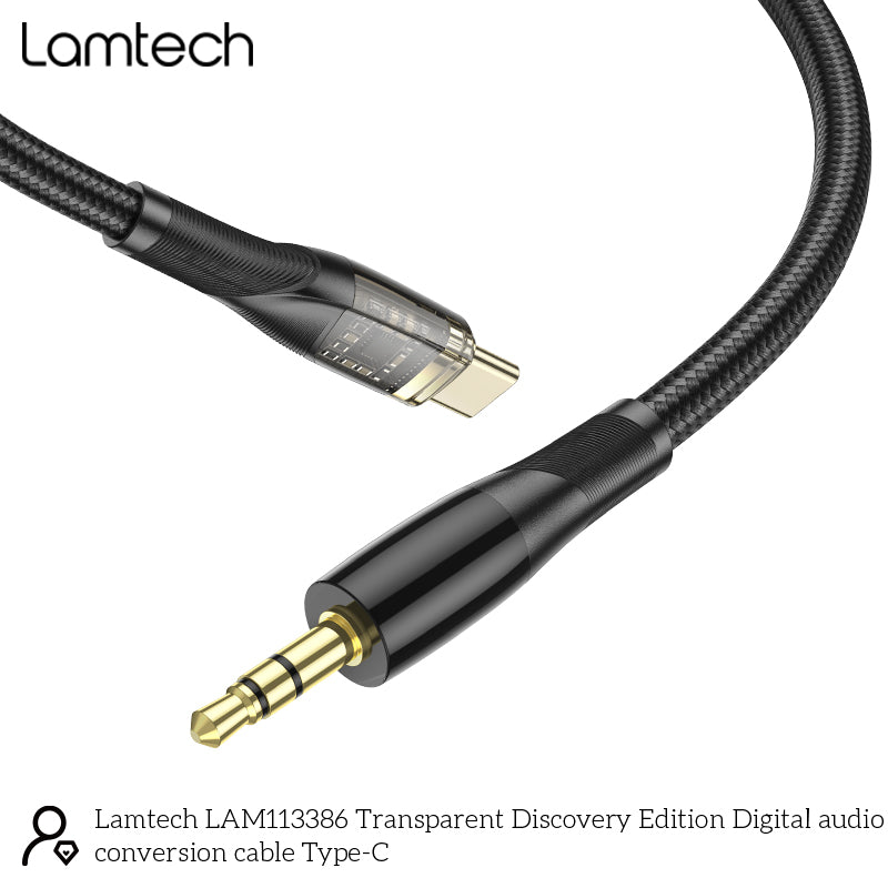 Lamtech Audio Cable Type C To 3.5 Mm Jack Black 1 M