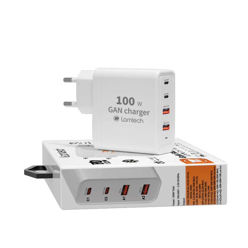 Lamtech Ga N Fast Charger 2x Type C & 2x Qc3.0 Output 100 W