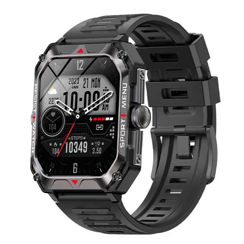 Lamtech Sport Watch Bt5.1 With Health Sensor & Sport Tracking Square Tft 2.02' Display Black