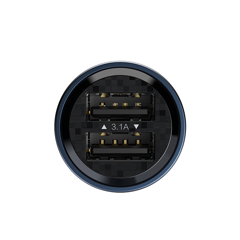 Chargeur de voiture transparent RECCI RCC-N16 15.5W DOUBLE PORTS - BLEU