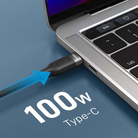 Veger CC02 - Braided USB 2.0 100W Cable USB-C male - USB-C male Μαύρο 1.5m