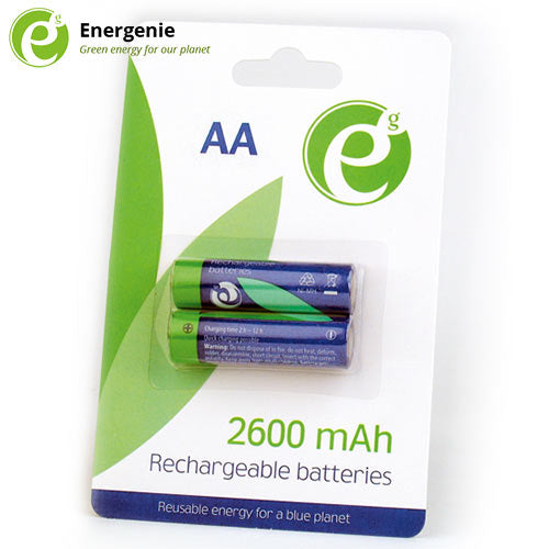 Energenie Ni Mh Rechargeable Aa Batteries 2600 Mah 2 Pcs Retail Pack