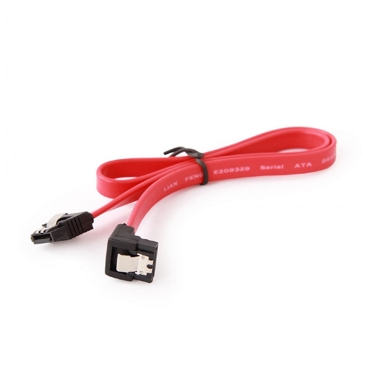 Cablexpert Serial Ata Iii 50 Cm Data Cable With 90 Degree Bent Connector Metal Clips Bulk